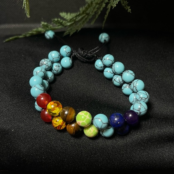 Natural Stones - Double Layer 7 Chakra Bracelets for Women, Men - Picture 4 of 6